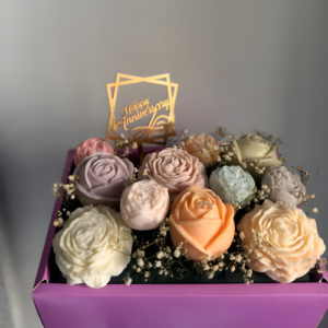 Miself candle bouquet with 11 soy wax candles in floral arrangement – personalized gift for her